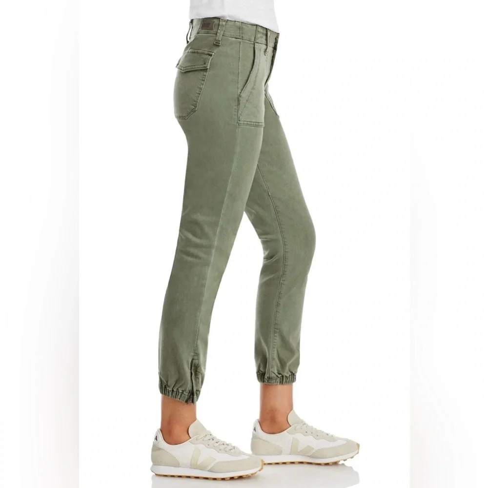 PAIGE Mayslie Cropped Joggers Ankle-Length Green Jeans | Size 31